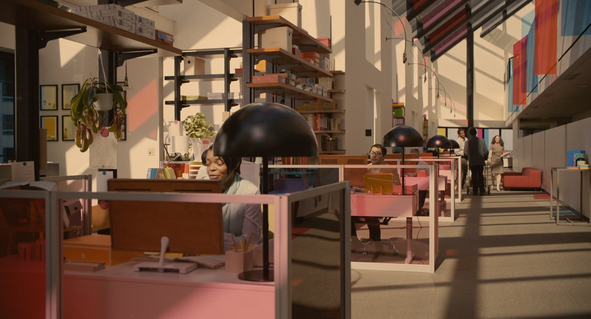 Her screenshot, the candy colored office